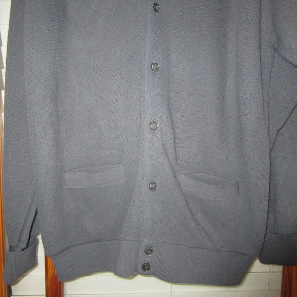 Par Four Cardigan Grampa Sweater Gray Men's Large 42-44 USA Made Vintage - Picture 4 of 9